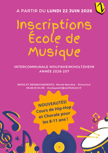 INSCRIPTIONS ECOLE DE MUSIQUE 2024-2025